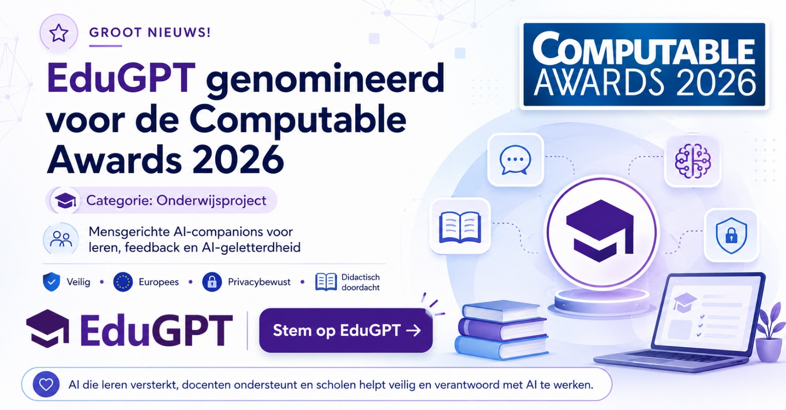 EduGPT van CivAI is genomineerd voor de Computable Awards 2026 in de categorie “Onderwijsproject” | CivAI Nieuws